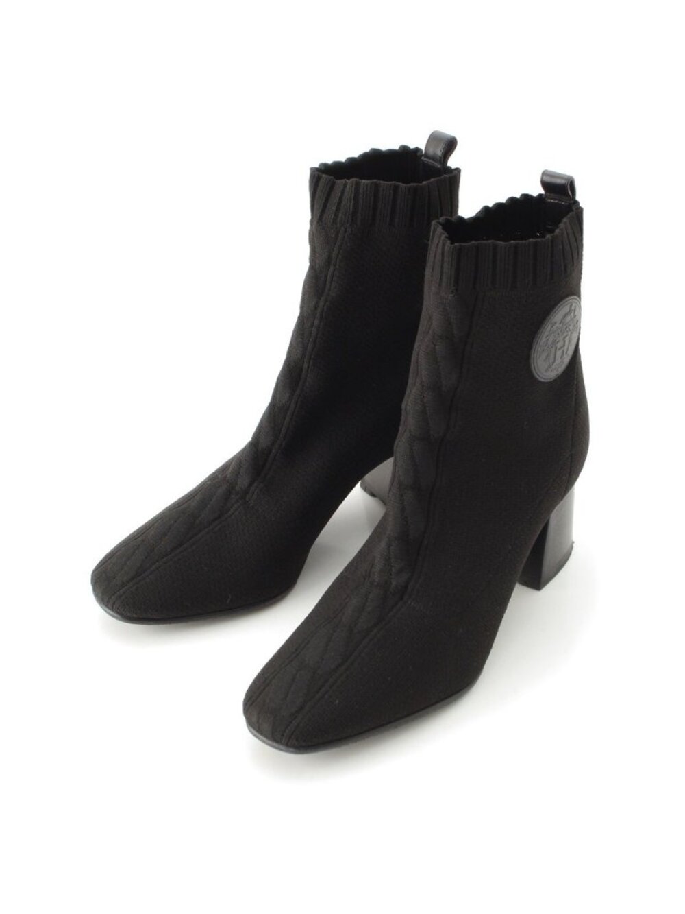 Hermes Volvert Ex-Libris Knit Heels Boots Black